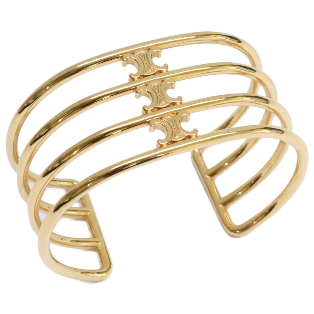 CELINE Triomphe Cage Cuff Bangle C2 Gold Color Women's